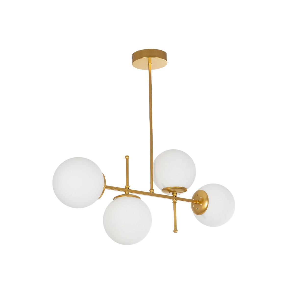 GloboStar® GLOBUS 203-0105 Μοντέρνο Φωτιστικό Οροφής Ράγα Πολύφωτο 4 x E27 IP20 Χρυσό Μέταλλο με Λευκό Γυαλί - Μ70 x Π15 x Υ34cm