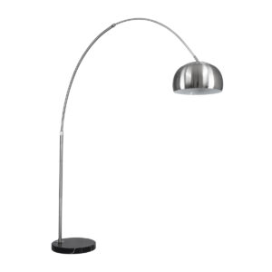 GloboStar® PRAGUE 00990 Μοντέρνο Επιδαπέδιο Φωτιστικό Μονόφωτο 1 x E27 IP20 Ασημί Αλουμίνιο με Μαύρο Μάρμαρο - Μ210 x Π45 x Υ220cm