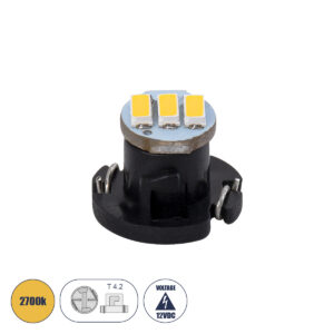 GloboStar® T4.2 81009 Λάμπα Αυτοκινήτου LED 3xSMD4014 0.6W 120lm 120° DC 12-16V  IP20 Μ1 x Π1 x Υ0.8cm Θερμό Λευκό 3000K