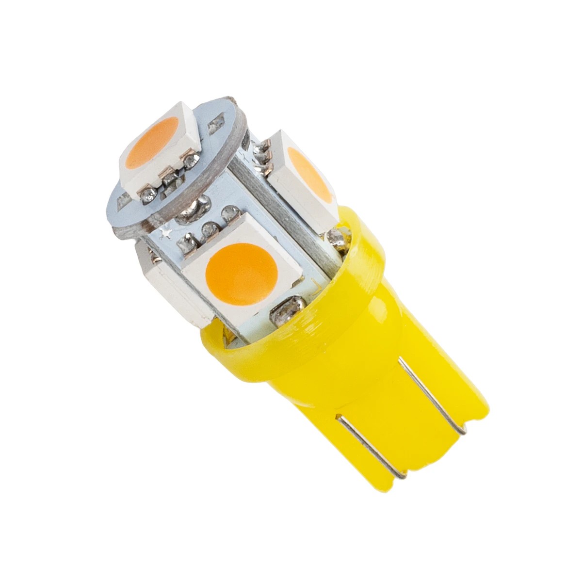 GloboStar® T10 W5W 81054 Λάμπα Αυτοκινήτου LED 5xSMD5050 1.3W 80lm 360° DC 12-16V IP20 Φ1.2 x Υ2.7cm Πορτοκαλί