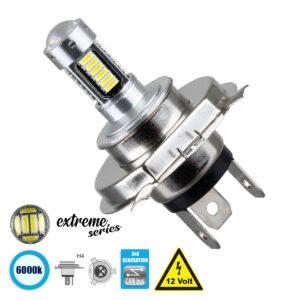 GloboStar® 81413 Λάμπα Αυτοκίνητου H4 3rd Generation Can-Bus Extreme Series LED 30 SMD 4014 6W 900lm 360° DC 12V IP20 Ψυχρό Λευκό 6000K