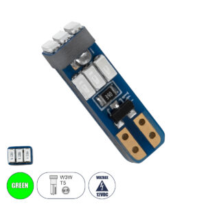 GloboStar® T5 81470 Λάμπα Αυτοκινήτου LED 9xSMD3014 0.25W 25lm 360° DC 12-16V IP20 Μ0.5 x Π0.4 x Υ1.8cm Πράσινο