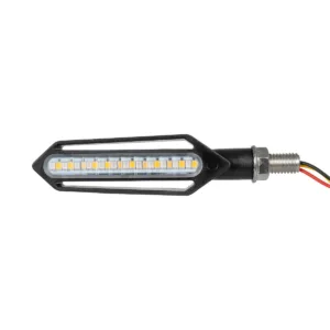 GloboStar® 81756 ΣΕΤ 2 x Φλάς Μοτοσυκλέτας Universal Knife LED SMD 5050 5W DC 12V 2 Λειτουργιών Κόκκινο για Πορείας-Stop & με Τρεχούμενο Εφέ Φωτισμού Πορτοκαλί για Φλας Αδιάβροχα IP65
