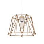 GloboStar® JUTE 203-0092 Μοντέρνο Κρεμαστό Φωτιστικό Σχοινί Μονόφωτο 1 x E27 IP20 Μπεζ Μεταλλό με Μπεζ Σχοινί - Μ30 x Π30 x Υ23cm