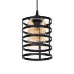 GloboStar® SOLON 201-0060 Μοντέρνο Κρεμαστό Φωτιστικό Πλέγμα Μονόφωτο 1 x E27 IP20 Μπρονζέ με Μαύρο Μέταλλο - Μ20 x Π20 x Υ70cm