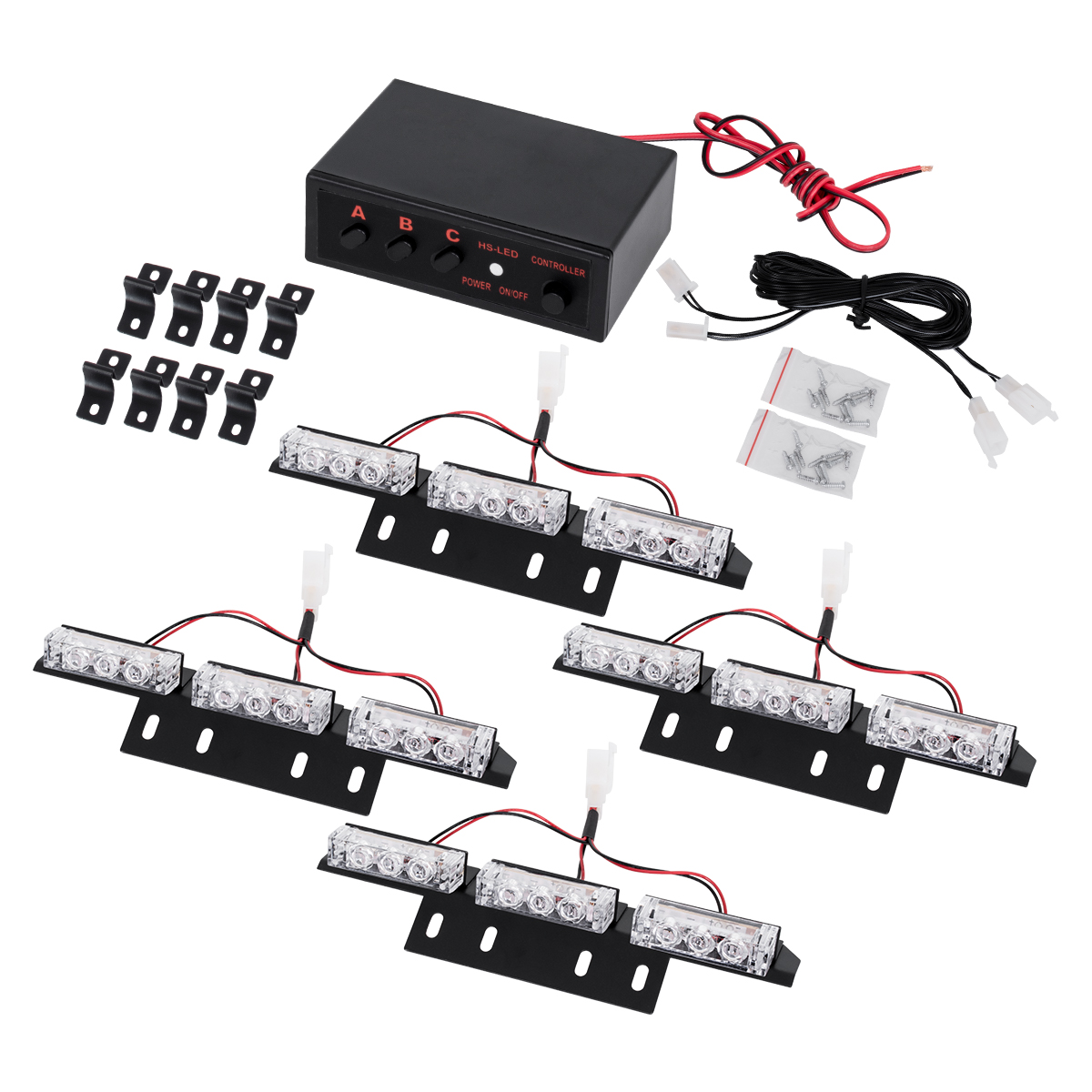 GloboStar® 85015 PRO Series ΣΕΤ 4 x Μπάρες Σήμανσης Οχήματος Οδικής Βοήθειας για Αυτοκίνητα & Φορτηγά 3 Προγραμμάτων Φωτισμού STROBE LED HIGH POWER 36W DC 10-30V Αδιάβροχο IP65 Πορτοκαλί Μ18 x Π4.5 x Υ3cm - 2 Χρόνια Εγγύηση - Image 5