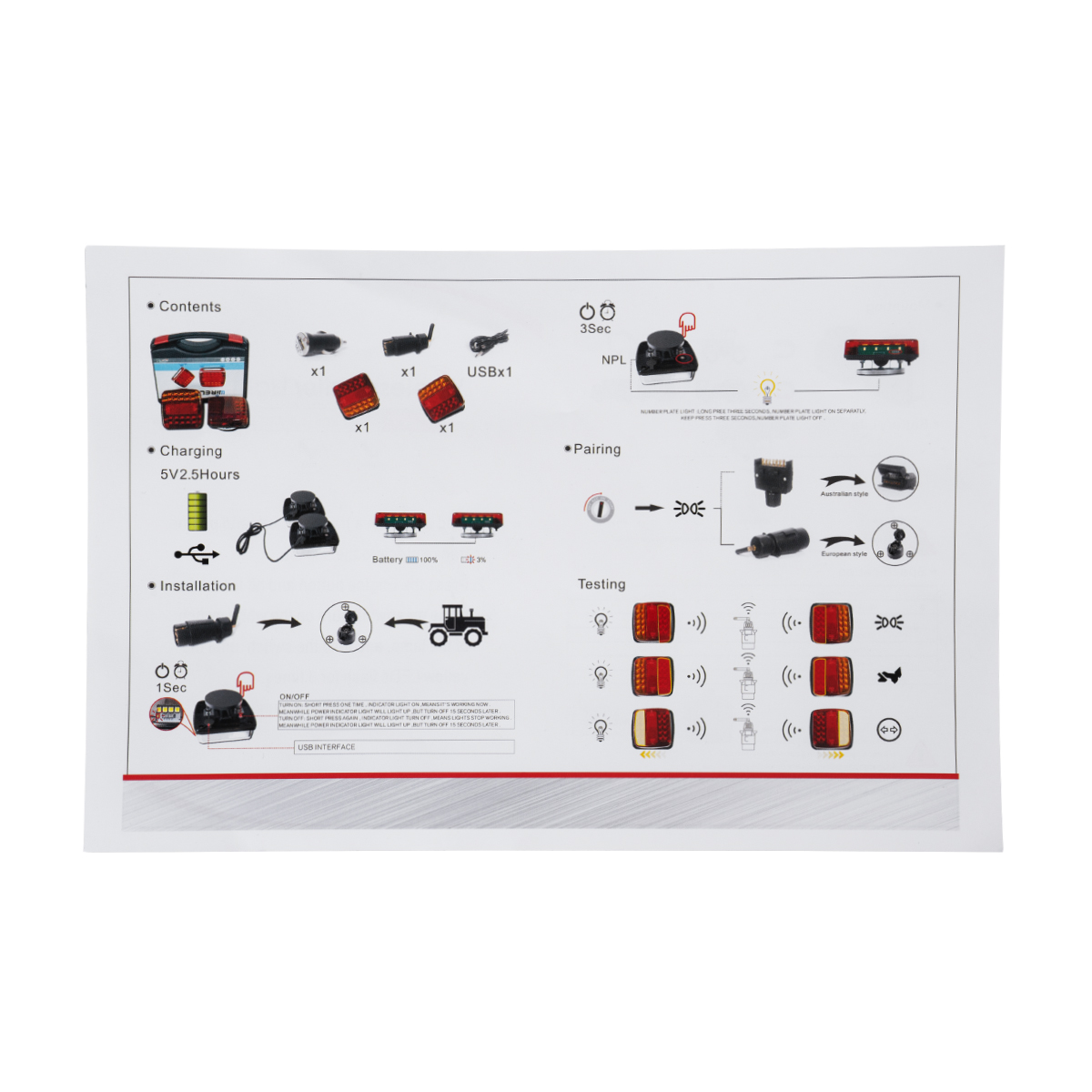 GloboStar® 85339 Ζευγάρι Ασύρματα Επαναφορτιζόμενα Φανάρια για Τρέιλερ LED 150W με Μαγνήτη & Επαναφορτιζόμενη Μπαταρία 2000mAh - Ασύρματος Πομπός & Δέκτης RF 2.4Ghz - Κόκκινο - Πορτοκαλί - Λευκό - Αδιάβροχα IP65 - Μ11 x Π11 x Υ5cm - 1 Χρόνο Εγγύηση - Image 10