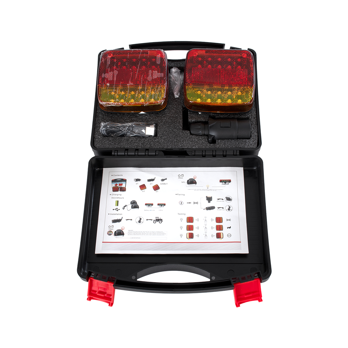 GloboStar® 85339 Ζευγάρι Ασύρματα Επαναφορτιζόμενα Φανάρια για Τρέιλερ LED 150W με Μαγνήτη & Επαναφορτιζόμενη Μπαταρία 2000mAh - Ασύρματος Πομπός & Δέκτης RF 2.4Ghz - Κόκκινο - Πορτοκαλί - Λευκό - Αδιάβροχα IP65 - Μ11 x Π11 x Υ5cm - 1 Χρόνο Εγγύηση - Image 8