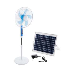 GloboStar® SOLARE-FAN 85357 Solar Fan Αυτόνομος Ηλιακός Επιδαπέδιος Ανεμιστήρας 25W 2 Λειτουργιών Ρεύματος με AC 220-240V ή με Φωτοβολταϊκό Panel 9V 15W & Επαναφορτιζόμενη Μπαταρία Li-ion 7.4V 6000mAh - 12 Ταχύτητες - Ασύρματο Χειριστήριο - Ενσωματωμένο USB 2.0 Charger Συσκευών - IP20 - Μ44 x Π37.5 x Υ132cm - Λευκό - 2 Years Warranty
