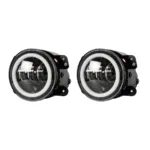 GloboStar® 85418 Σετ 2 x Προβολείς Ομίχλης JEEP WRANGLER - MERCEDES BENZ G CLASS - LAND ROVER DEFENDER - HAMMER H1-H2 - 4'' Ιντσών με Ring Light DRL LED CREE CXB COB 100W 7500lm DC 12V Αδιάβροχοι IP66 Ψυχρό Λευκό 6000K