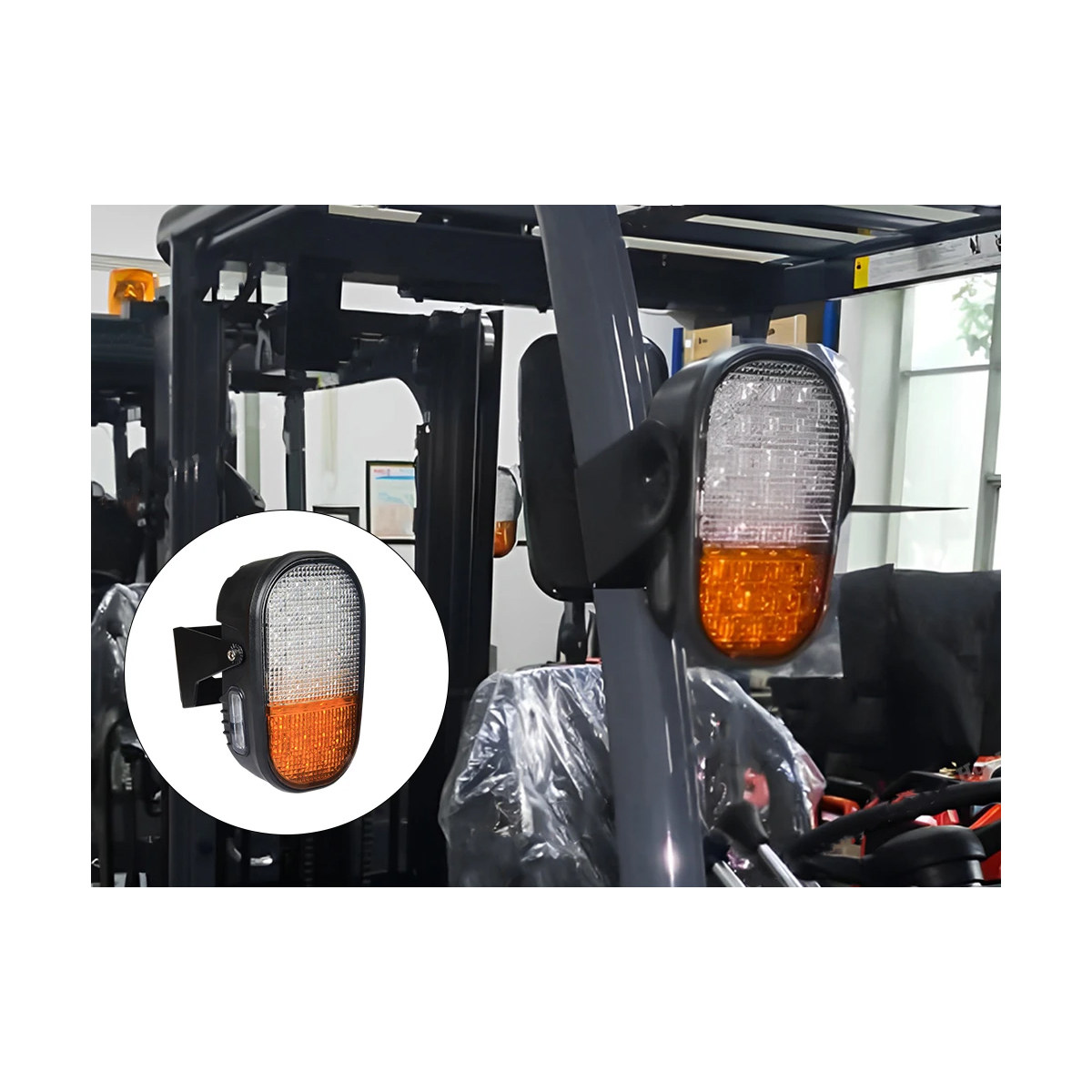 GloboStar® 85455 E57 Mark Σετ 2 x Φανάρια για TOYOTA & UNIVERSAL FORKLIFT Βασικού Φωτισμού για Οχήματα Περονοφόρα - Κλάρκ με Φλας LED 40W DC 10-80V Αδιάβροχα IP6K9K Πορτοκαλί & Ψυχρό Λευκό 6000K Μ20 x Π8 x Υ12cm - Image 10