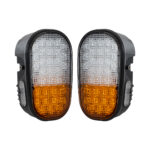 GloboStar® 85455 E57 Mark Σετ 2 x Φανάρια για TOYOTA & UNIVERSAL FORKLIFT Βασικού Φωτισμού για Οχήματα Περονοφόρα - Κλάρκ με Φλας LED 40W DC 10-80V Αδιάβροχα IP6K9K Πορτοκαλί & Ψυχρό Λευκό 6000K  Μ20 x Π8 x Υ12cm