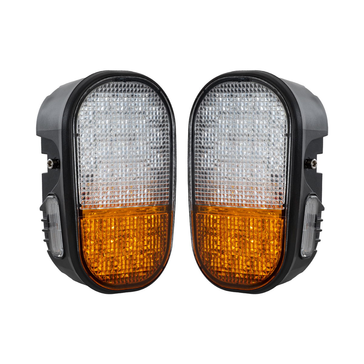 GloboStar® 85455 E57 Mark Σετ 2 x Φανάρια για TOYOTA & UNIVERSAL FORKLIFT Βασικού Φωτισμού για Οχήματα Περονοφόρα - Κλάρκ με Φλας LED 40W DC 10-80V Αδιάβροχα IP6K9K Πορτοκαλί & Ψυχρό Λευκό 6000K Μ20 x Π8 x Υ12cm