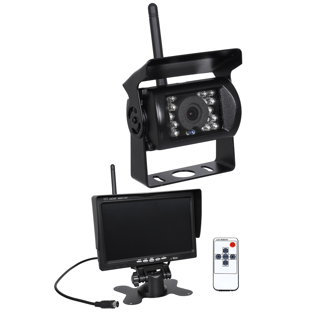 GloboStar® 86030 WiFi Έγχρωμη Κάμερα 720p CMOS HD Οπισθοπορείας Αυτοκινήτου-Φορτηγού DC 12-24V 120° με Οθόνη 7" DC 12-24V Night Capture με Parking Lines και Ασύρματο Χειριστήριο Αδιάβροχη IP65 - Image 2