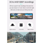 GloboStar® 86057 Καθρέπτης Αυτοκινήτου με 3 Κάμερες 3CHs AHD 1080P 170° - 4G Sim Card Slot - WiFi - GPS Navigator - Bluetooth - G Sensor - 24h Monitoring - FM Transmitter -  Νυχτερινή Όραση - Μαύρο - Image 13