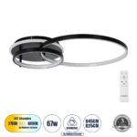 GloboStar® NEMESIS 61105 Φωτιστικό Οροφής Δαχτυλίδι-Κύκλος LED CCT 67W 7573lm 360° AC 220-240V - Εναλλαγή Φωτισμού μέσω Τηλεχειριστηρίου All In One Ψυχρό 6000k+Φυσικό 4500k+Θερμό 2700k Dimmable Φ25+45cm+BackLight - Μαύρο - 3 Years Warranty
