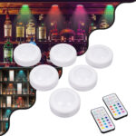 GloboStar® 85818 Φωτιστικά Νυκτός Μπαταρίας LED SMD 5050 6W 600lm με Ασύρματο Χειριστήριο RF - ΣΕΤ 6 Τεμαχίων Πολύχρωμα RGB