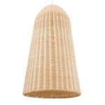 GloboStar® FAROL 01746 Boho Κρεμαστό Φωτιστικό Καμπάνα Μονόφωτο 1 x E27 IP20 Μπεζ Ξύλο - Μ60 x Π60 x Y100cm