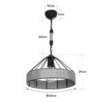 GloboStar® ZION 203-0003 Vintage Κρεμαστό Φωτιστικό Σχοινί Μονόφωτο 1 x E27 IP20 Μαύρο Μέταλλο με Μπεζ Σχοινί - Μ33 x Π33 x Υ29cm - Image 11
