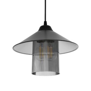 GloboStar® PROMO 203-0089 Μοντέρνο Κρεμαστό Φωτιστικό Καμπάνα Μονόφωτο 1 x E27 IP20 Μαύρο Πλαστικό - Μ25.5 x Π25.5 x Υ20cm