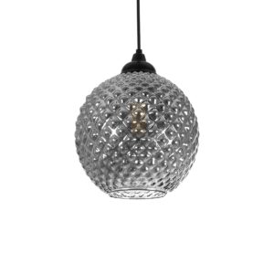 GLOBOSTAR® KEGEL 206-0003 Μοντέρνο Κρεμαστό Φωτιστικό Οροφής με Ντουί 1 x E27 AC 220-240V IP20 - Μαύρο Φιμέ - Μ20 x Π20 x Υ20cm