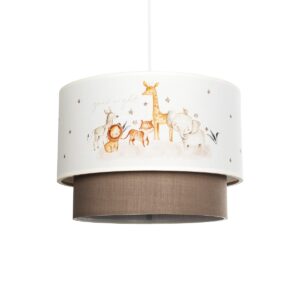 GloboStar® GIRAFFE 204-0008 Παιδικό Κρεμαστό Φωτιστικό Φιγούρα Μονόφωτο 1 x E27 IP20 Λευκό & Γκρι Ύφασμα - Μ30 x Π30 x Υ70cm