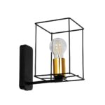 GloboStar® CYRA 203-0012 Μοντέρνο Επιτοίχιο Φωτιστικό Απλίκα Μονόφωτο 1 x E27 IP20 Μαύρο & Χρυσό Μέταλλο - Μ21 x Π21 x Υ19cm