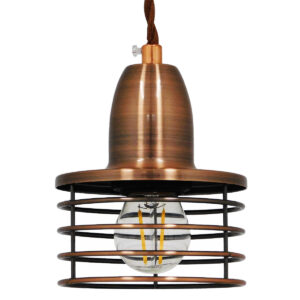 GloboStar® MANHATTAN 01453 Μοντέρνο Κρεμαστό Φωτιστικό Καμπάνα Μονόφωτο 1 x E27 IP20 Χάλκινο Μέταλλο - Μ11 x Π11 x Υ14cm