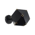 GloboStar® WELLES 00794 Μοντέρνο Επιτοίχιο Φωτιστικό Απλίκα Μονόφωτο 1 x E27 IP20 Μαύρο & Χρυσό Μέταλλο - Μ17 x Π28 x Υ17cm