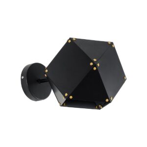 GloboStar® WELLES 00794 Μοντέρνο Επιτοίχιο Φωτιστικό Απλίκα Μονόφωτο 1 x E27 IP20 Μαύρο & Χρυσό Μέταλλο - Μ17 x Π28 x Υ17cm