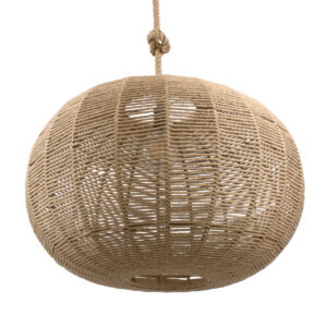 GloboStar® MANDALA 00732 Boho Κρεμαστό Φωτιστικό Πλέγμα Μονόφωτο 1 x E27 IP20 Μπεζ Σχοινί - Μ80 x Π80 x Υ60cm