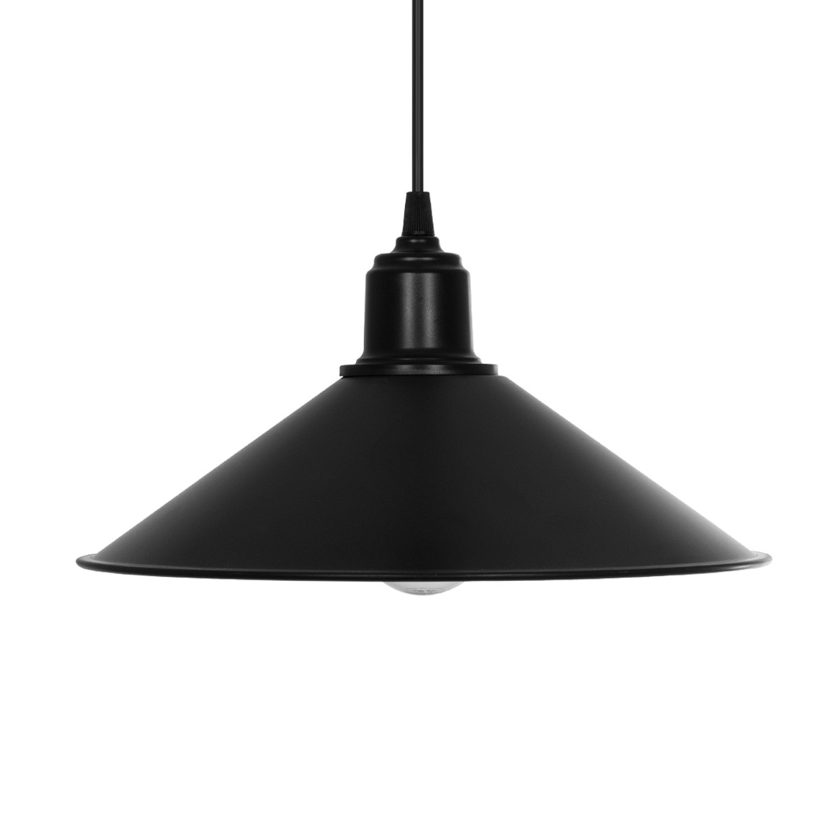 GloboStar® FERRO 203-0084 Μοντέρνο Κρεμαστό Φωτιστικό Καμπάνα Μονόφωτο 1 x E27 IP20 Μαύρο Πλαστικό - Μ30 x Π30 x Υ90cm - Image 4