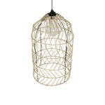 GLOBOSTAR® NETI 205-0025 Boho Κρεμαστό Φωτιστικό Οροφής με Ντουί 1 x E27 AC 220-240V IP20 - Μπεζ - M35 x Π35 x Υ63cm - Image 6