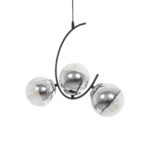 GloboStar® CITY 202-0041 Μοντέρνο Κρεμαστό Φωτιστικό Μπάλα Τρίφωτο 3 x E27 IP20 Μαύρο Μέταλλο με Διάφανο Γυαλί - Μ45 x Π15 x Υ55cm