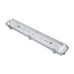 GloboStar® 90611 60cm Tri-Proof Πλαστικό PC Σκαφάκι με Μεταλλικά Clips για 2 x Λάμπες T8 Τύπου Φθορίου LED Τροφοδοσίας Ενός Άκρου Αδιάβροχο IP65