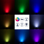 GloboStar® FLOOD-MENA 90648 Προβολέας Wall Washer με Αντιθαμβωτική Γρίλια για Φωτισμό Κτιρίων LED 36W 3060lm 30° DC 24V Αδιάβροχο IP65 Φ23 x Υ18cm Πολύχρωμο RGBW DMX512 - Ασημί - 3 Years Warranty - Image 8