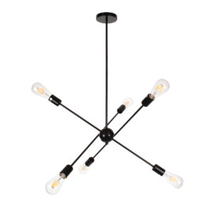 GloboStar® ZANE 00784 Μοντέρνο Φωτιστικό Οροφής Πλέγμα Πολύφωτο 6 x E27 IP20 Μαύρο Μέταλλο - Μ70 x Π70 x Υ100cm