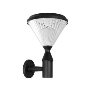 GLOBOSTAR® SOLARTIS 90527 Φωτιστικό Κολωνάκι Κήπου LED 10W 1000lm 180° με Ενσωματωμένο Φωτοβολταϊκό Panel 6V 5W & Επαναφορτιζόμενη Μπαταρία Li-ion 3.2V 6000mAh με Αισθητήρα Ημέρας-Νύχτας Αδιάβροχο IP65 Ψυχρό Λευκό 6000K - Sanan SMD Chip - Μαύρο - Μ26 x Π26 x Υ37cm - 2 Χρόνια Εγγύηση