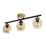 GLOBOSTAR® RADIUS 201-0122 Vintage Φωτιστικό Οροφής με Ντουί 3 x E27 AC 220-240V IP20 - Χρυσό, Μαύρο & Διάφανο- Μ60 x Π13 x Υ16cm