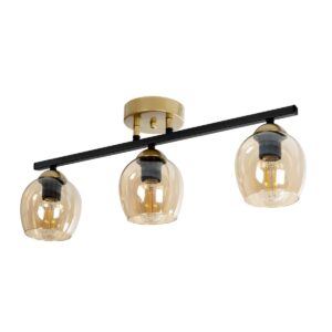 GLOBOSTAR® RADIUS 201-0122 Vintage Φωτιστικό Οροφής με Ντουί 3 x E27 AC 220-240V IP20 - Χρυσό, Μαύρο & Διάφανο- Μ60 x Π13 x Υ16cm