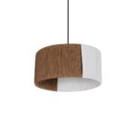 GLOBOSTAR® TAG 205-0059 Boho Κρεμαστό Φωτιστικό Οροφής με Ντουί 1 x E27 AC 220-240V IP20 - Λευκό & Καφέ - M30 x Π30 x Υ18cm
