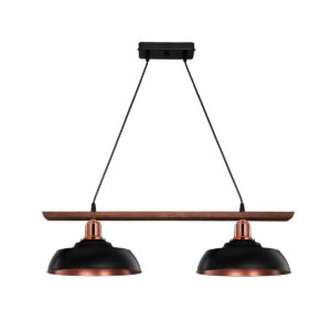 GLOBOSTAR® LOAN 203-0290 Μοντέρνο Κρεμαστό Φωτιστικό Οροφής με Ντουί 2 x E27 AC 220-240V IP20 - Μαύρο & Μπρονζέ - Μ70 x Π25.5 x Υ19cm