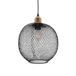 GloboStar® SOLUX 201-0019 Μοντέρνο Κρεμαστό Φωτιστικό Πλέγμα Μονόφωτο 1 x E27 IP20 Μαύρο & Χάλκινο Μέταλλο - Μ26 x Π26 x Υ70cm