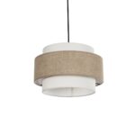 GloboStar® SOHO 204-0172 Μοντέρνο Κρεμαστό Φωτιστικό Kαπέλο Μονόφωτο 1 x E27 IP20 Μπεζ & Καφέ Ύφασμα - Μ30 x Π30 x Υ20cm