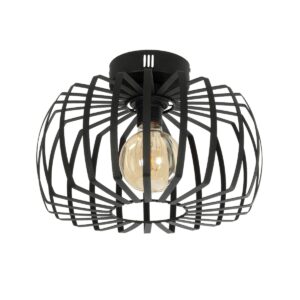 GloboStar® STAR 202-0054 Μοντέρνο Φωτιστικό Οροφής Πλέγμα Μονόφωτο 1 x E27 IP20 Μαύρο Μέταλλο - Μ40 x Π40 x Υ27cm