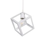 GloboStar® DISE 201-0052 Μοντέρνο Κρεμαστό Φωτιστικό Κύβος Μονόφωτο 1 x E27 IP20 Λευκό Μέταλλο - Μ18 x Π18 x Υ68cm