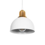 GloboStar® ΗUT 203-0147 Μοντέρνο Κρεμαστό Φωτιστικό Καμπάνα Μονόφωτο 1 x E27 IP20 Λευκό με Χρυσό Πλαστικό - Μ17.5 x Π17.5 x Υ80cm