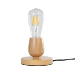 GloboStar® Round 99402 Μοντέρνο Ξύλινο Επιτραπέζιο Φωτιστικό Πορτατίφ Λαμπατέρ με Ντουί E27 Μονόφωτο Στρόγγυλο Μπεζ - Φυσικός Άχρωμος Δρυς με 1.8m καλώδιο και διακόπτη Φ12 x Υ10cm - Image 2