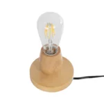 GloboStar® Round 99402 Μοντέρνο Ξύλινο Επιτραπέζιο Φωτιστικό Πορτατίφ Λαμπατέρ με Ντουί E27 Μονόφωτο Στρόγγυλο Μπεζ - Φυσικός Άχρωμος Δρυς με 1.8m καλώδιο και διακόπτη Φ12 x Υ10cm - Image 3