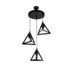 GloboStar® TRIANGLE 203-0160 Μοντέρνο Κρεμαστό Φωτιστικό Καμπάνα Τρίφωτο 3 x E27 IP20 Μαύρο Πλαστικό - Μ50 x Π50 x Υ80cm